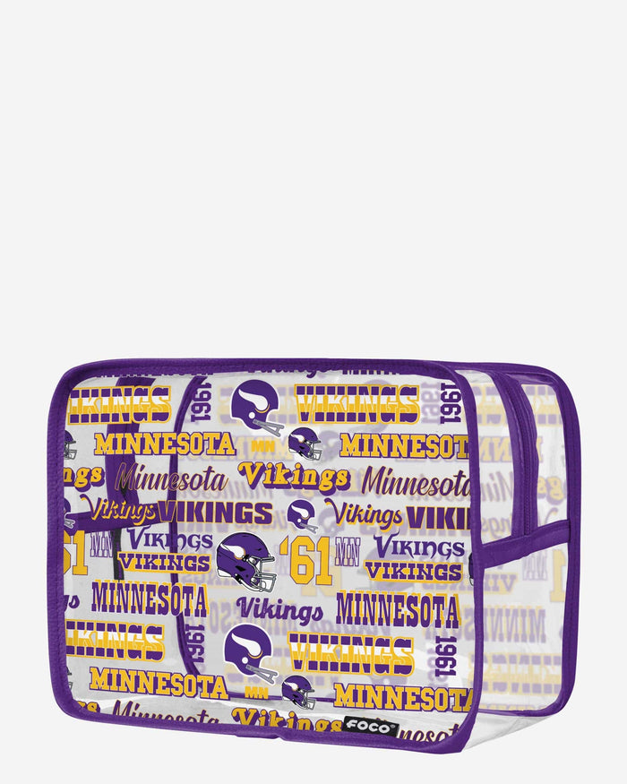 Minnesota Vikings Repeat Retro Print Clear Cosmetic Bag FOCO - FOCO.com