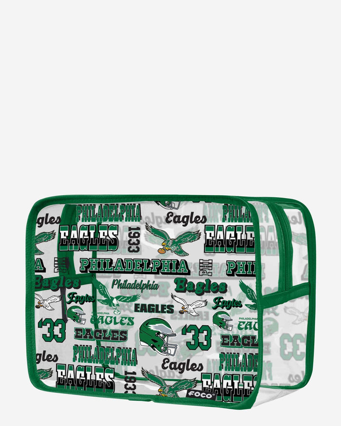 Philadelphia Eagles Repeat Retro Print Clear Cosmetic Bag FOCO - FOCO.com