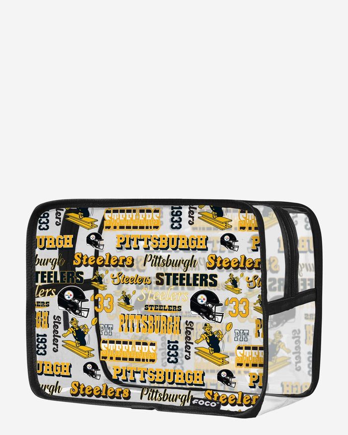 Pittsburgh Steelers Repeat Retro Print Clear Cosmetic Bag FOCO - FOCO.com