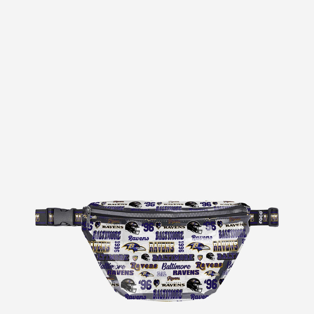 Baltimore Ravens Repeat Retro Print Clear Fanny Pack FOCO - FOCO.com