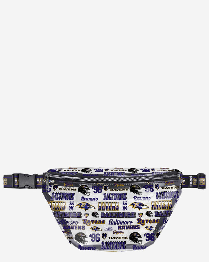 Baltimore Ravens Repeat Retro Print Clear Fanny Pack FOCO - FOCO.com