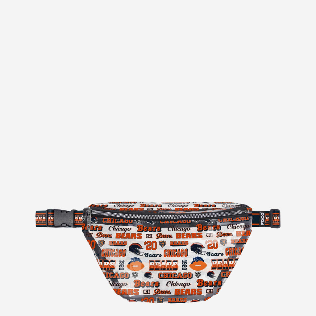 Chicago Bears Repeat Retro Print Clear Fanny Pack FOCO - FOCO.com