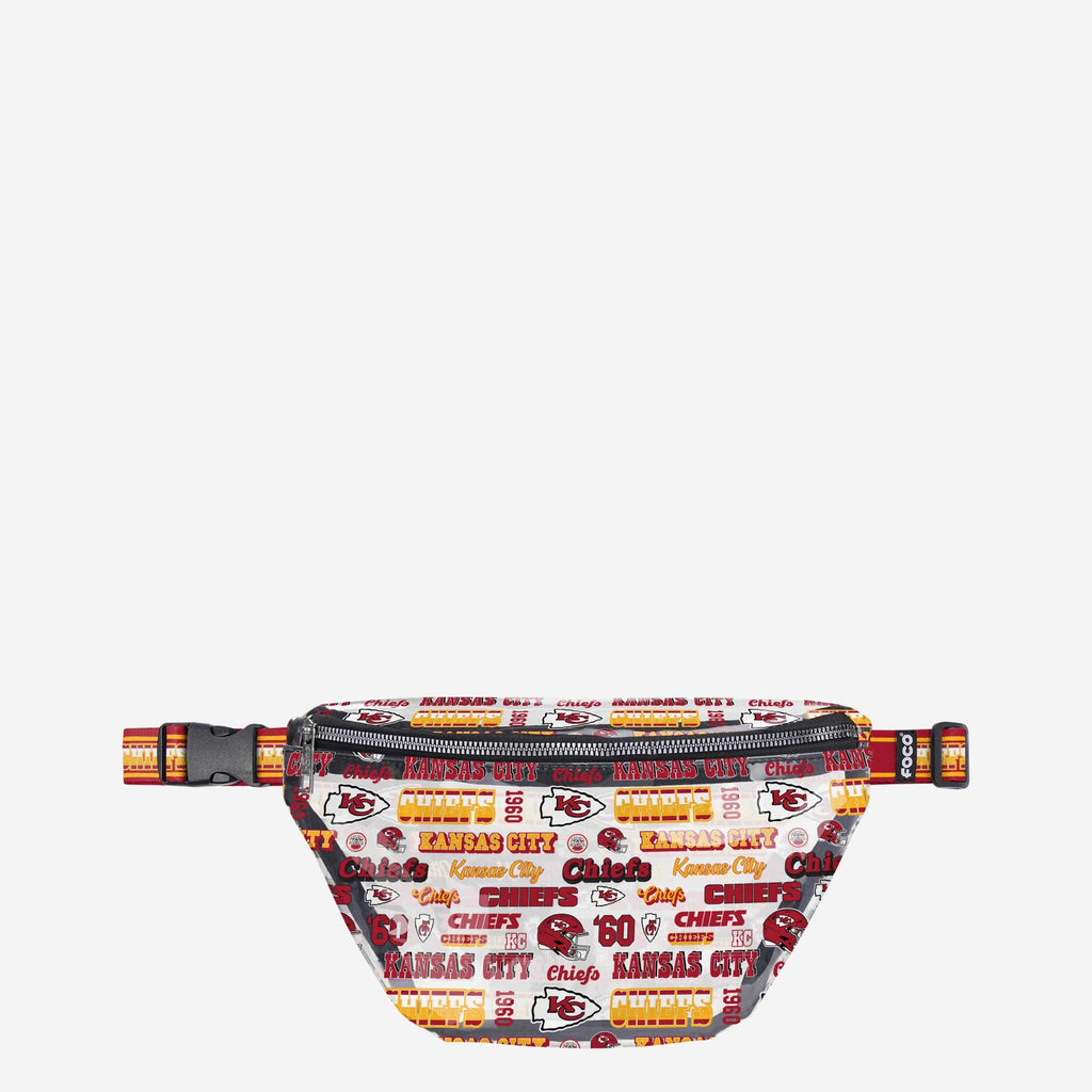 Kansas City Chiefs Repeat Retro Print Clear Fanny Pack FOCO - FOCO.com