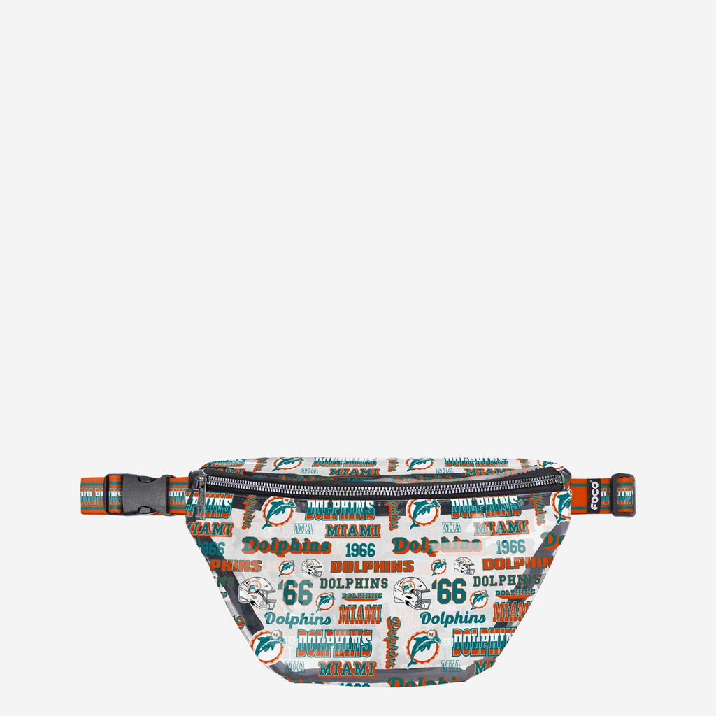 Miami Dolphins Repeat Retro Print Clear Fanny Pack FOCO - FOCO.com