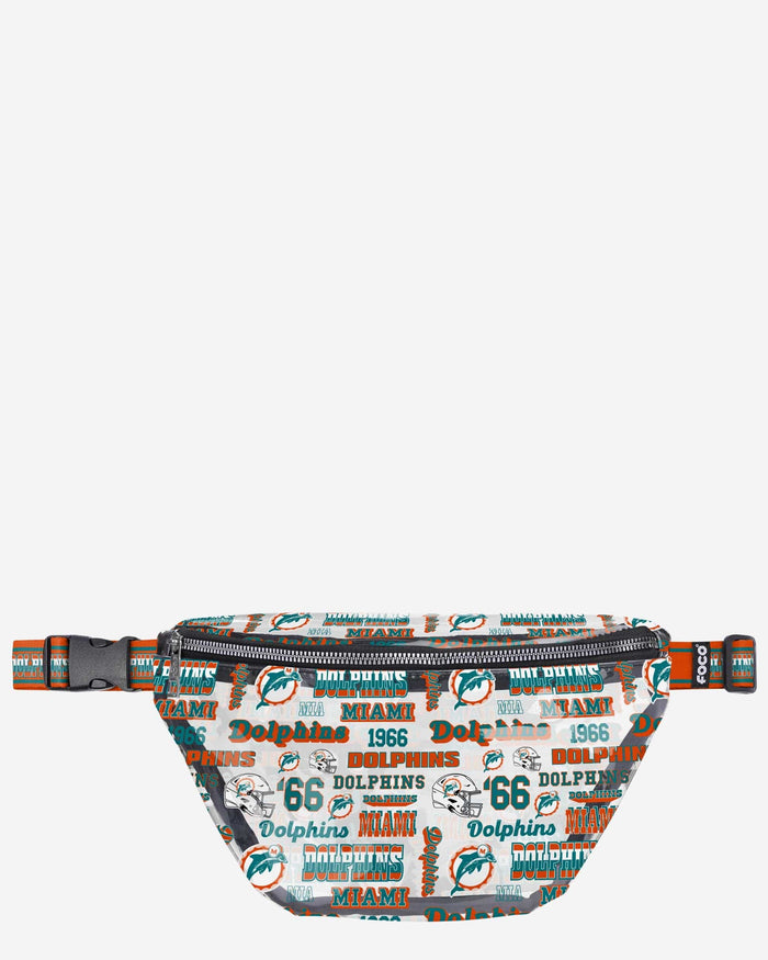 Miami Dolphins Repeat Retro Print Clear Fanny Pack FOCO - FOCO.com