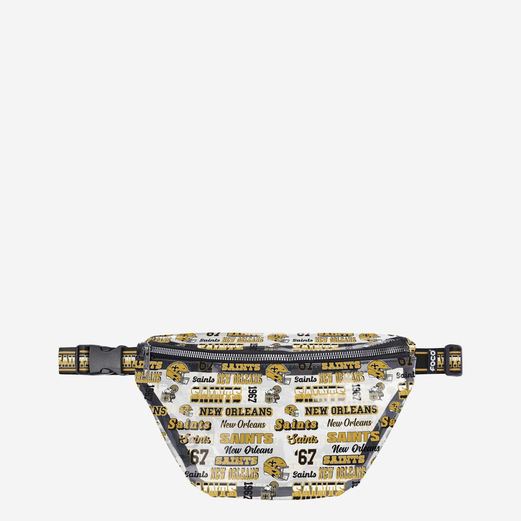 New Orleans Saints Repeat Retro Print Clear Fanny Pack FOCO - FOCO.com