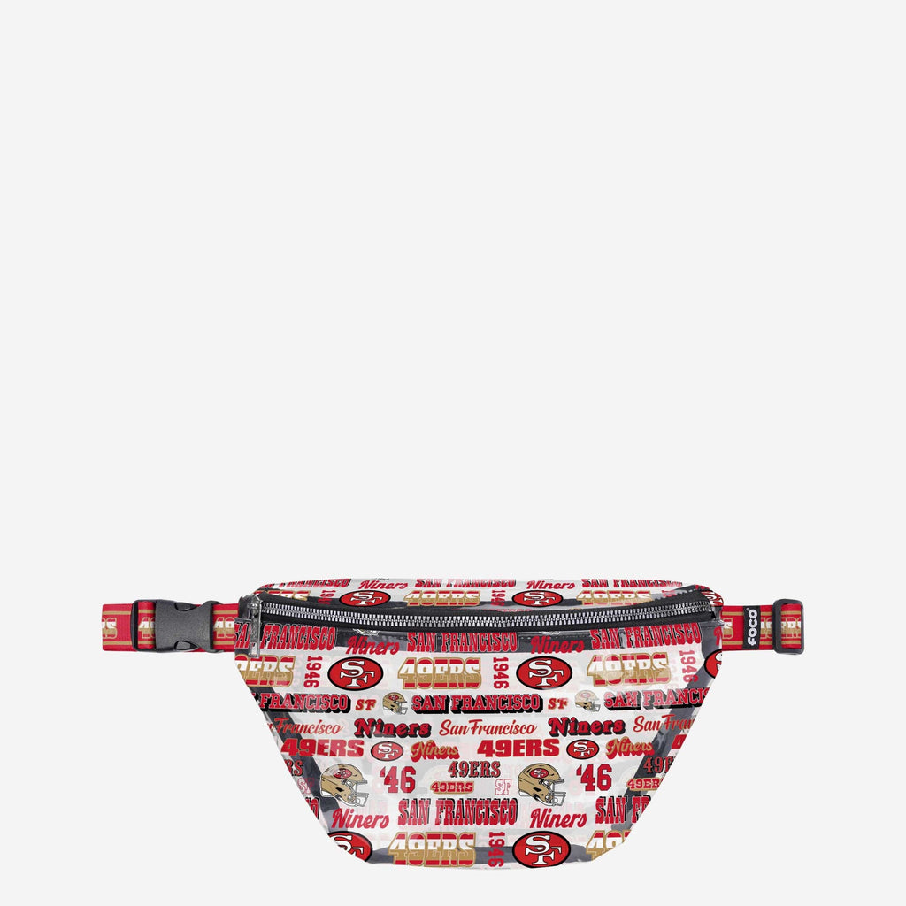 San Francisco 49ers Repeat Retro Print Clear Fanny Pack FOCO - FOCO.com