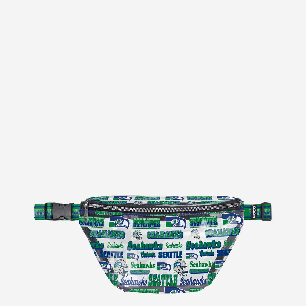 Seattle Seahawks Repeat Retro Print Clear Fanny Pack FOCO - FOCO.com