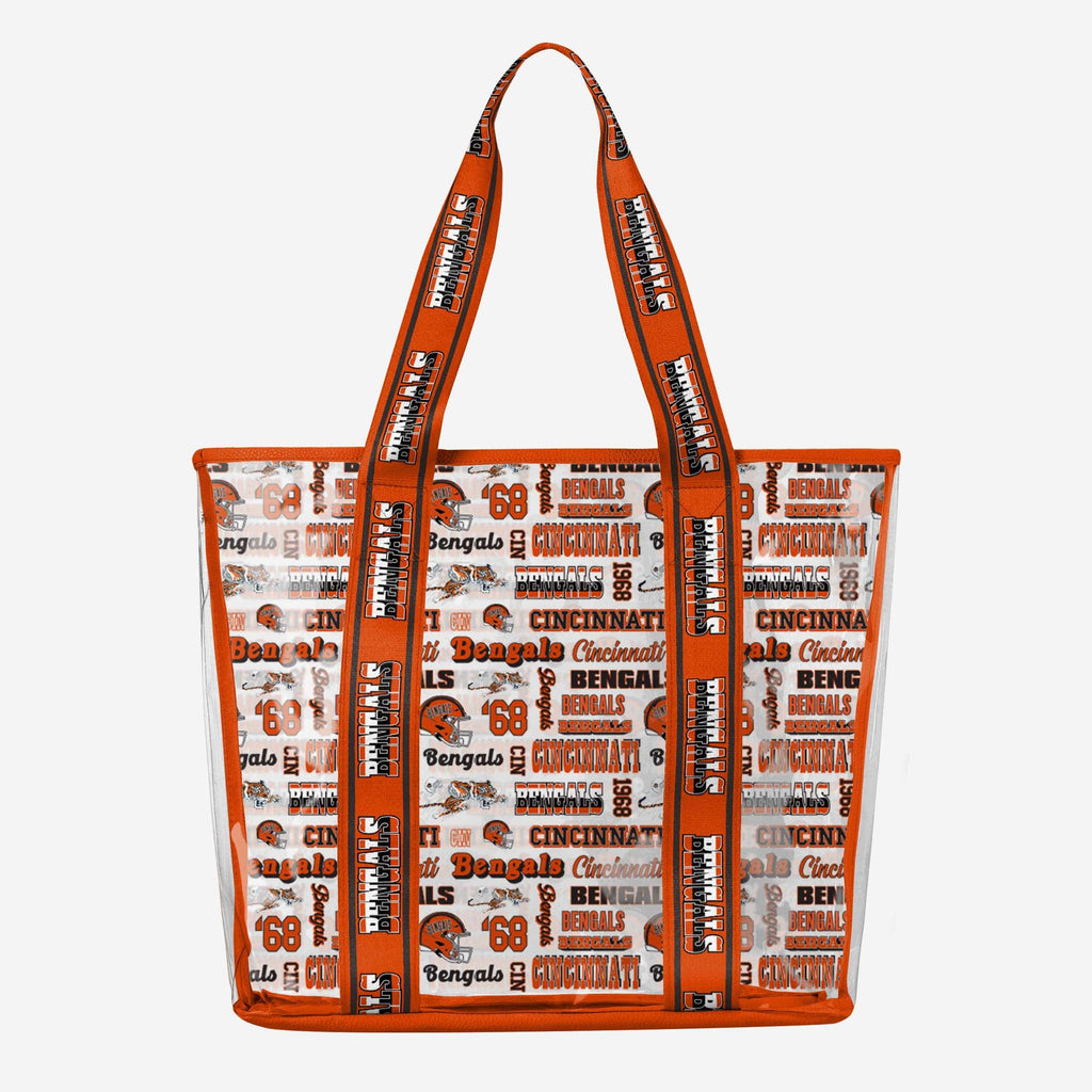 Cincinnati Bengals Repeat Retro Print Clear Tote Bag FOCO - FOCO.com