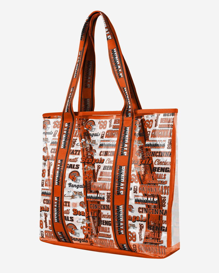 Cincinnati Bengals Repeat Retro Print Clear Tote Bag FOCO - FOCO.com