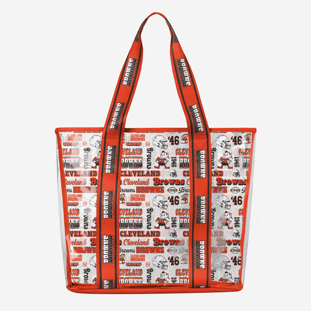 Cleveland Browns Repeat Retro Print Clear Tote Bag FOCO - FOCO.com