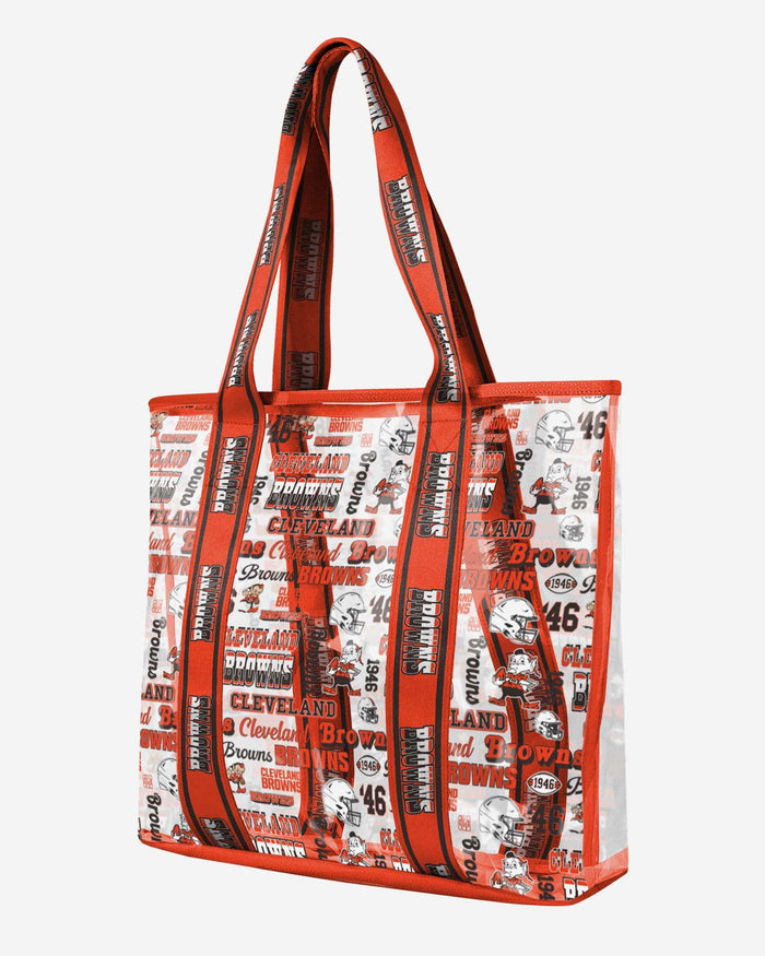 Cleveland Browns Repeat Retro Print Clear Tote Bag FOCO - FOCO.com