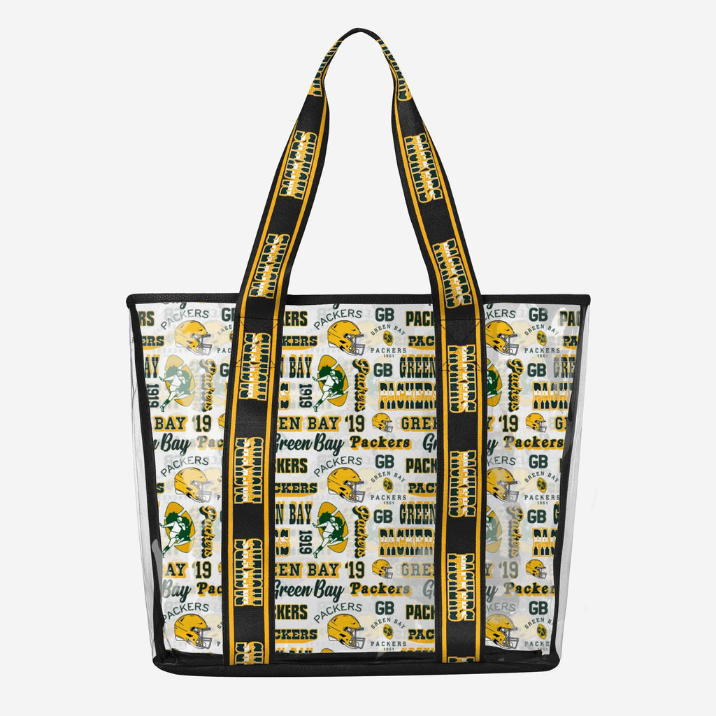 Green Bay Packers Repeat Retro Print Clear Tote Bag FOCO - FOCO.com