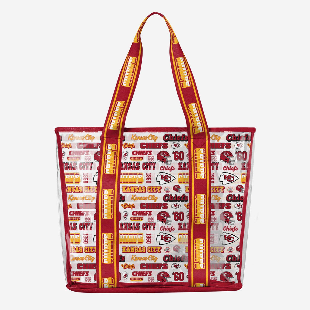 Kansas City Chiefs Repeat Retro Print Clear Tote Bag FOCO - FOCO.com