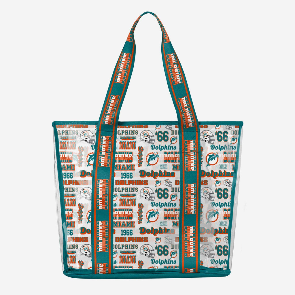 Miami Dolphins Repeat Retro Print Clear Tote Bag FOCO - FOCO.com