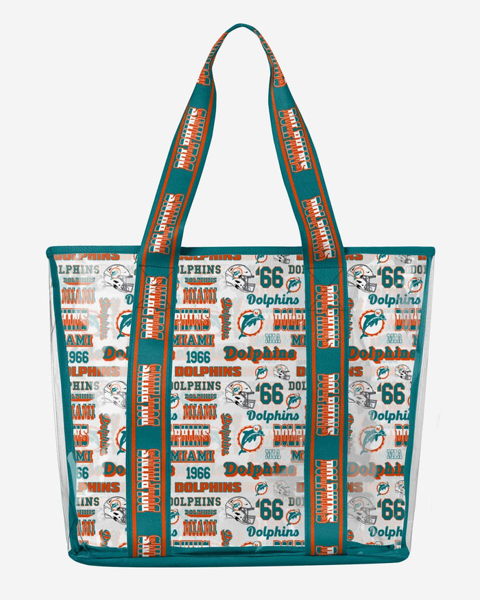 Miami Dolphins Repeat Retro Print Clear Tote Bag FOCO - FOCO.com