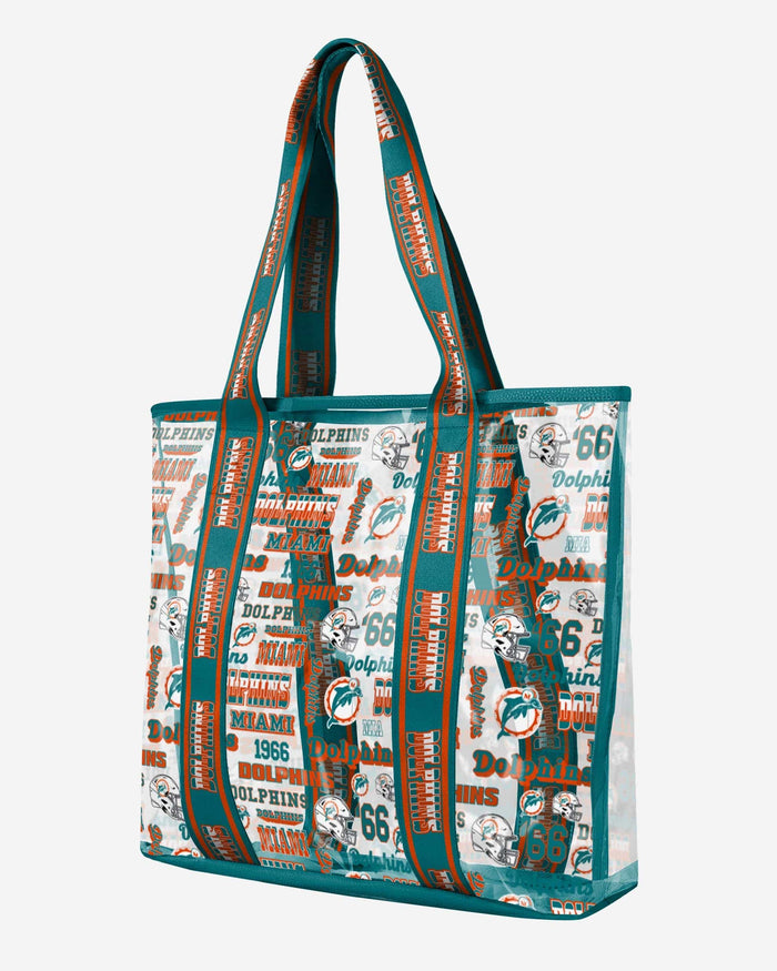 Miami Dolphins Repeat Retro Print Clear Tote Bag FOCO - FOCO.com