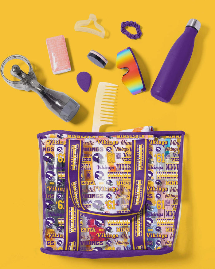 Minnesota Vikings Repeat Retro Print Clear Tote Bag FOCO - FOCO.com