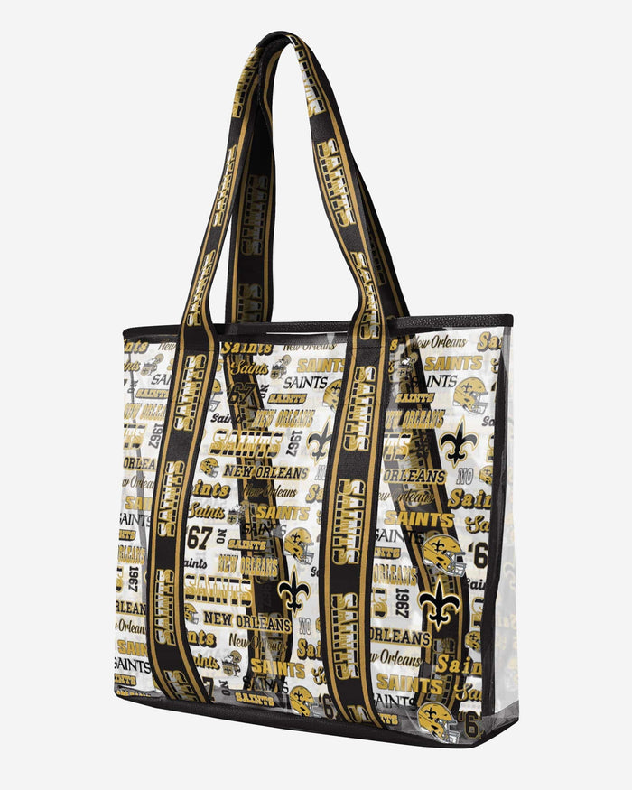 New Orleans Saints Repeat Retro Print Clear Tote Bag FOCO - FOCO.com