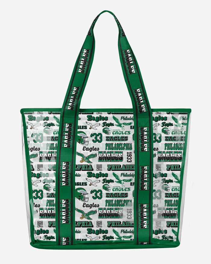 Philadelphia Eagles Repeat Retro Print Clear Tote Bag FOCO - FOCO.com