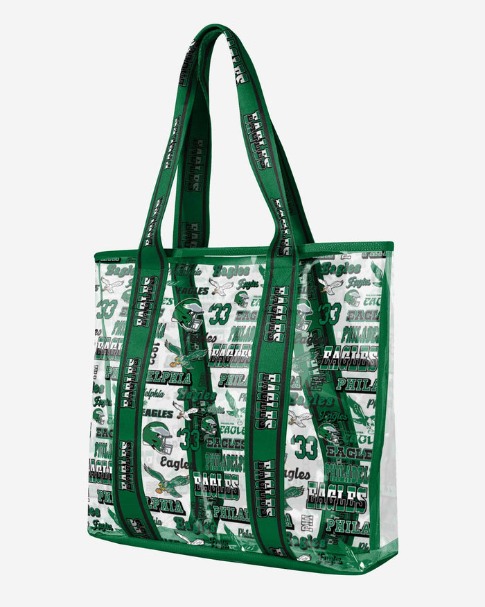 Philadelphia Eagles Repeat Retro Print Clear Tote Bag FOCO - FOCO.com