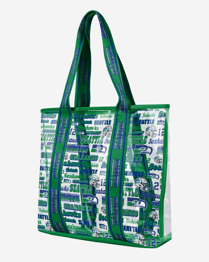 Seattle Seahawks Repeat Retro Print Clear Tote Bag FOCO - FOCO.com