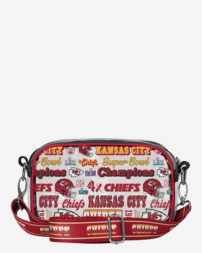 Kansas City Chiefs Super Bowl LVIII Champions Repeat Retro Print Clear Crossbody Bag FOCO - FOCO.com