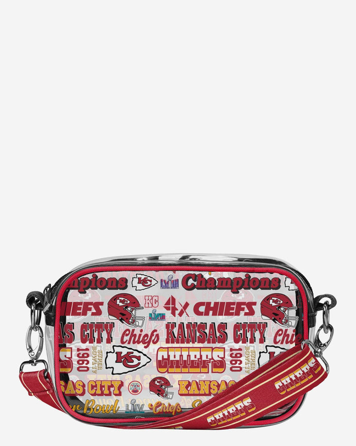 Kansas City Chiefs Super Bowl LVIII Champions Repeat Retro Print Clear Crossbody Bag FOCO - FOCO.com