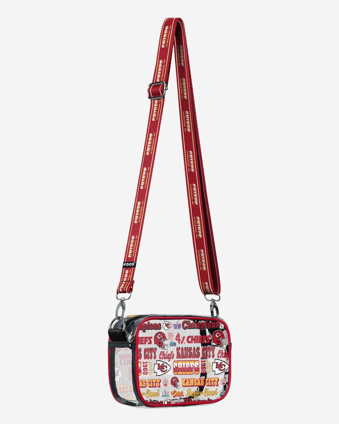 Kansas City Chiefs Super Bowl LVIII Champions Repeat Retro Print Clear Crossbody Bag FOCO - FOCO.com