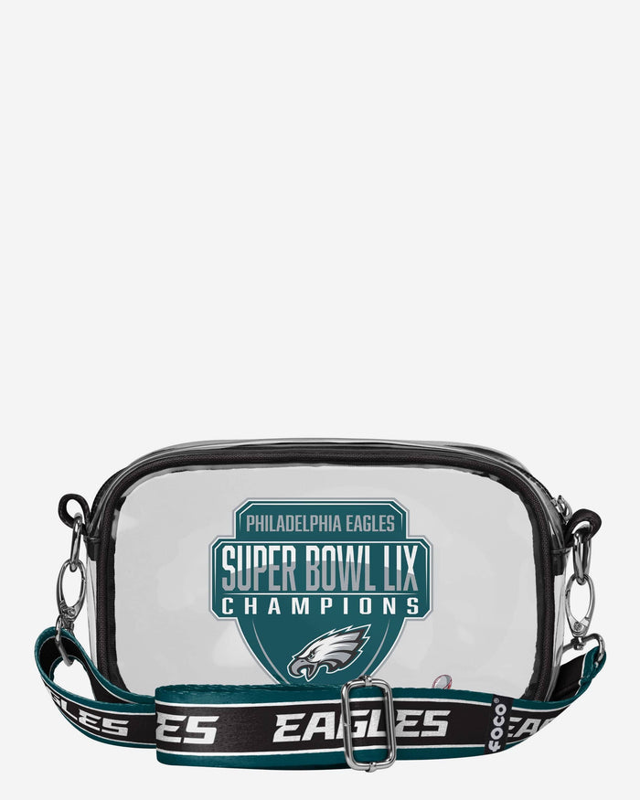 Philadelphia Eagles Super Bowl LIX Champions Clear Team Stripe Clear Crossbody Bag FOCO - FOCO.com