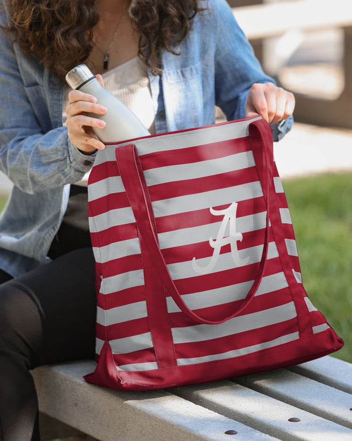 Alabama Crimson Tide Team Stripe Canvas Tote Bag FOCO - FOCO.com