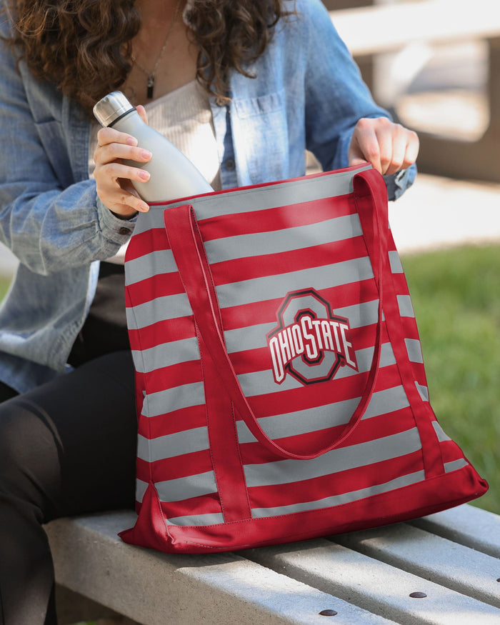 Ohio State Buckeyes Team Stripe Canvas Tote Bag FOCO - FOCO.com