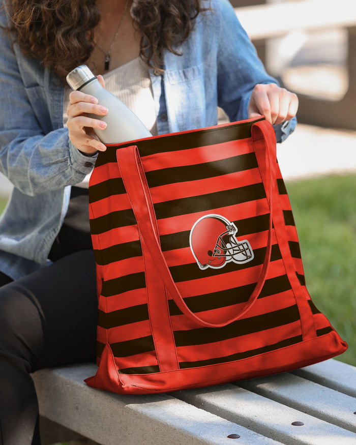 Cleveland Browns Team Stripe Canvas Tote Bag FOCO - FOCO.com