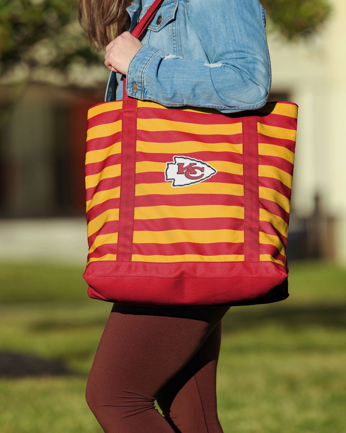 Kansas City Chiefs Team Stripe Canvas Tote Bag FOCO - FOCO.com