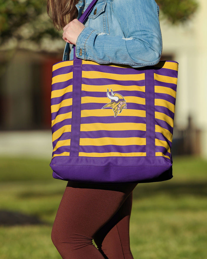 Minnesota Vikings Team Stripe Canvas Tote Bag FOCO - FOCO.com