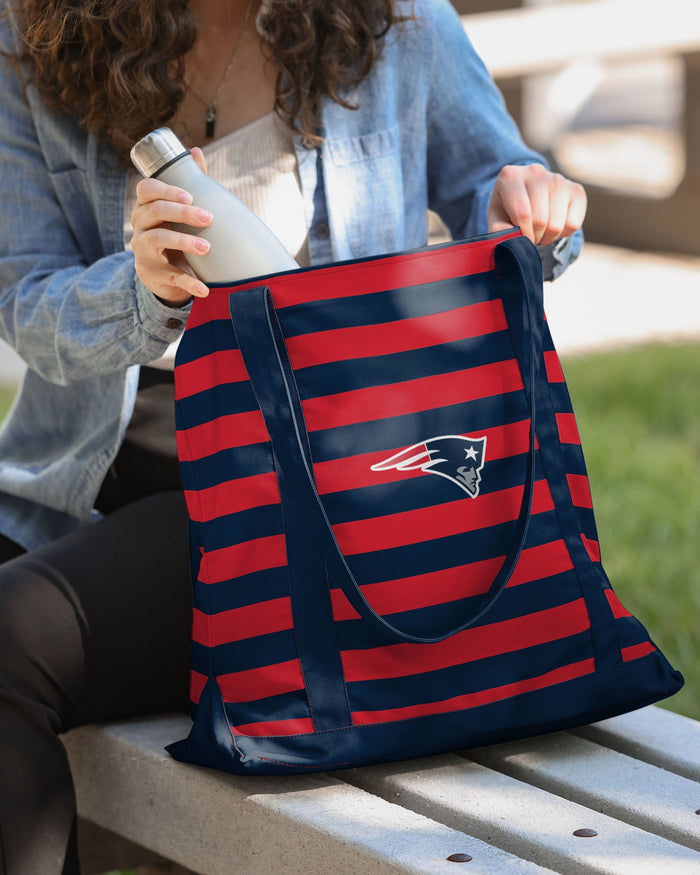 New England Patriots Team Stripe Canvas Tote Bag FOCO - FOCO.com