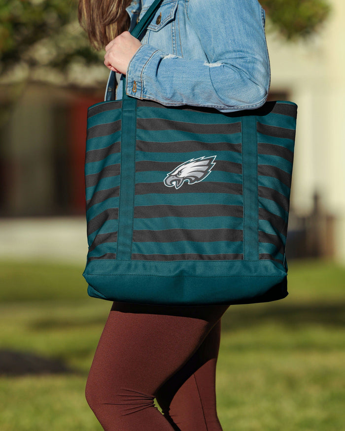 Philadelphia Eagles Team Stripe Canvas Tote Bag FOCO - FOCO.com