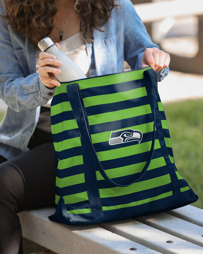 Seattle Seahawks Team Stripe Canvas Tote Bag FOCO - FOCO.com