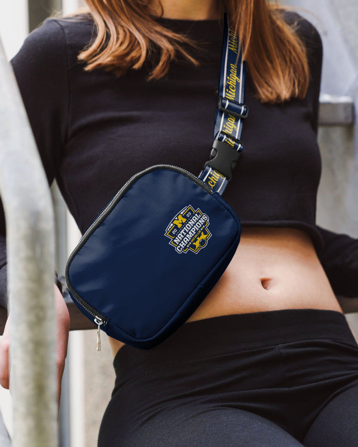 Michigan Wolverines 2023 Football National Champions Team Wordmark Crossbody Belt Bag FOCO - FOCO.com