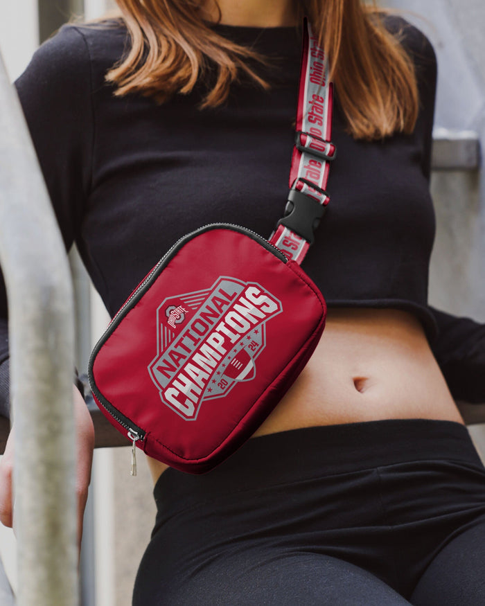 Ohio State Buckeyes 2024 Football National Champions Large Team Wordmark Crossbody Belt Bag FOCO - FOCO.com