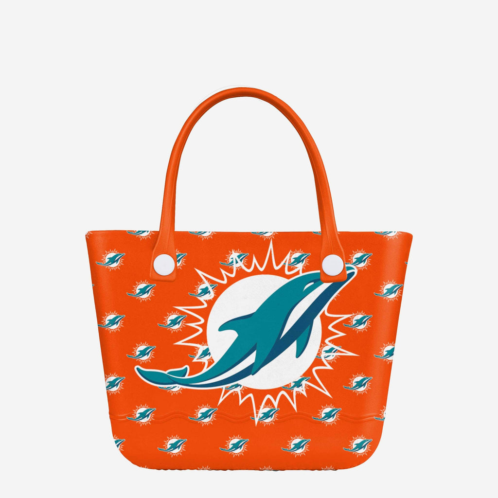 Miami Dolphins Big Logo Mini Print Tailgate Tote Bag