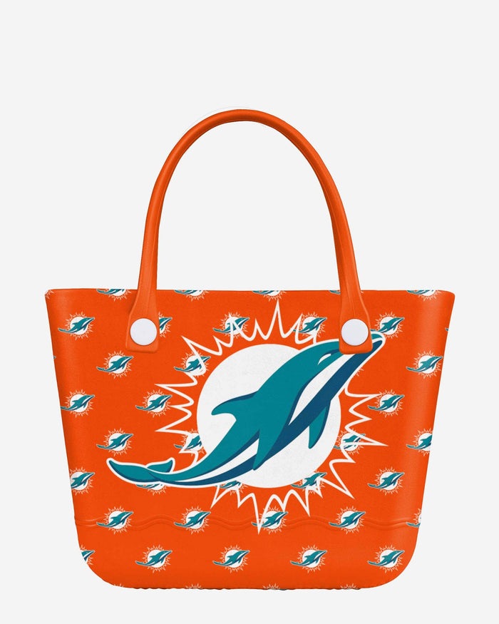 Miami Dolphins Big Logo Mini Print Tailgate Tote Bag