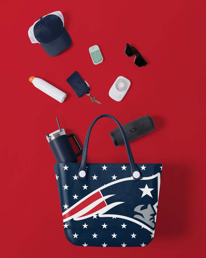 New England Patriots Big Logo Mini Print Tailgate Tote Bag