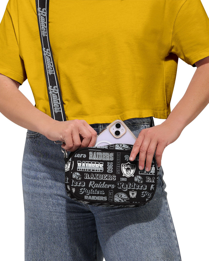 Las Vegas Raiders Repeat Retro Print Nylon Crossbody Bag