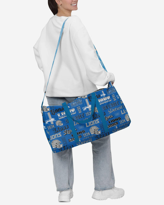 Detroit Lions Repeat Retro Print Nylon Weekender Duffle Bag FOCO - FOCO.com