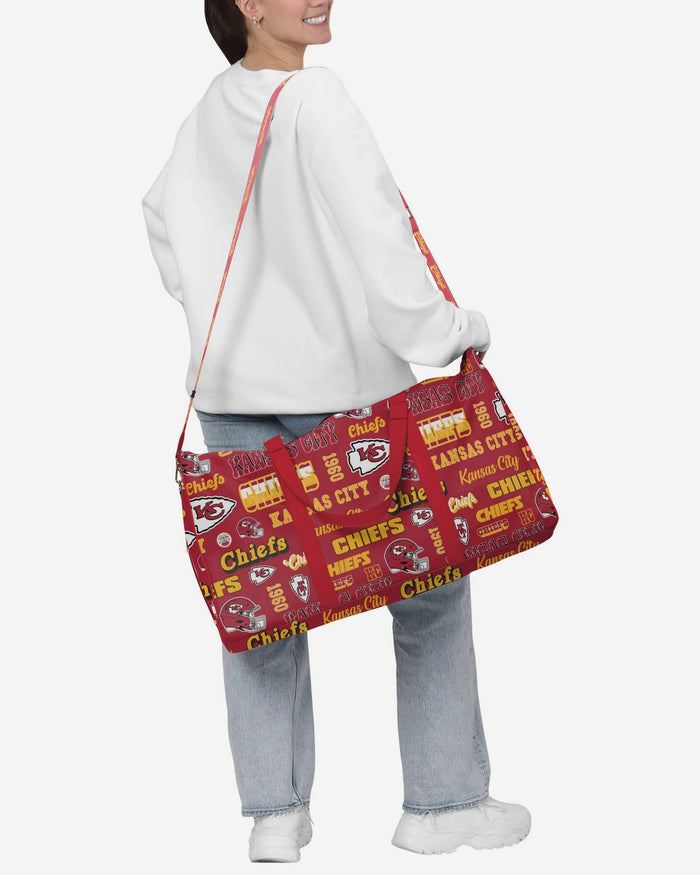 Kansas City Chiefs Repeat Retro Print Nylon Weekender Duffle Bag FOCO - FOCO.com
