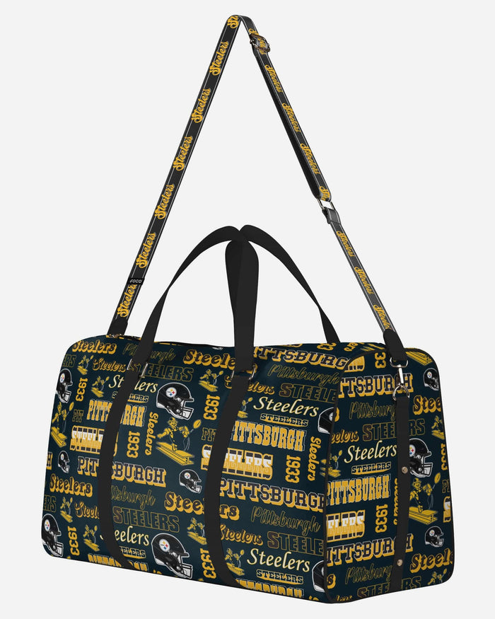 Pittsburgh Steelers Repeat Retro Print Nylon Weekender Duffle Bag FOCO - FOCO.com