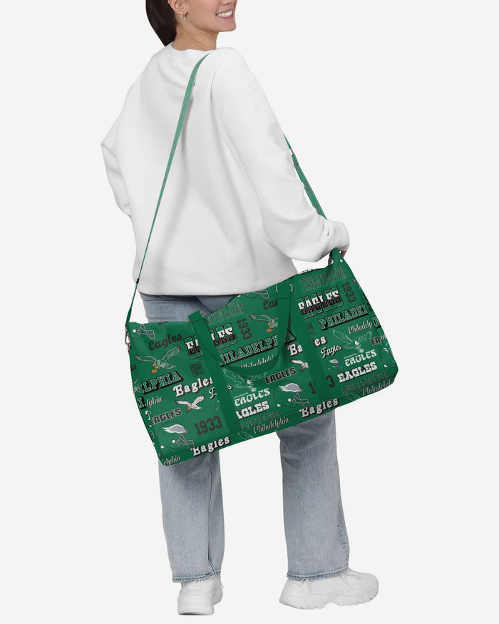 Philadelphia Eagles Retro Repeat Retro Print Nylon Weekender Duffle Bag FOCO - FOCO.com