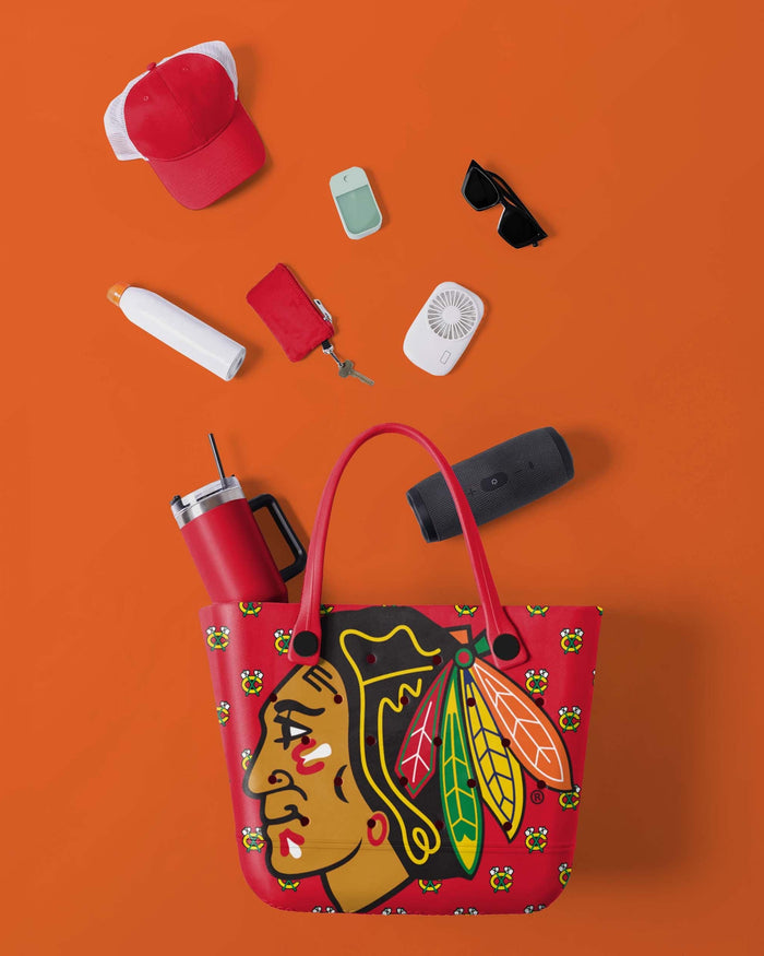 Chicago Blackhawks Big Logo Mini Print Tailgate Tote Bag FOCO - FOCO.com