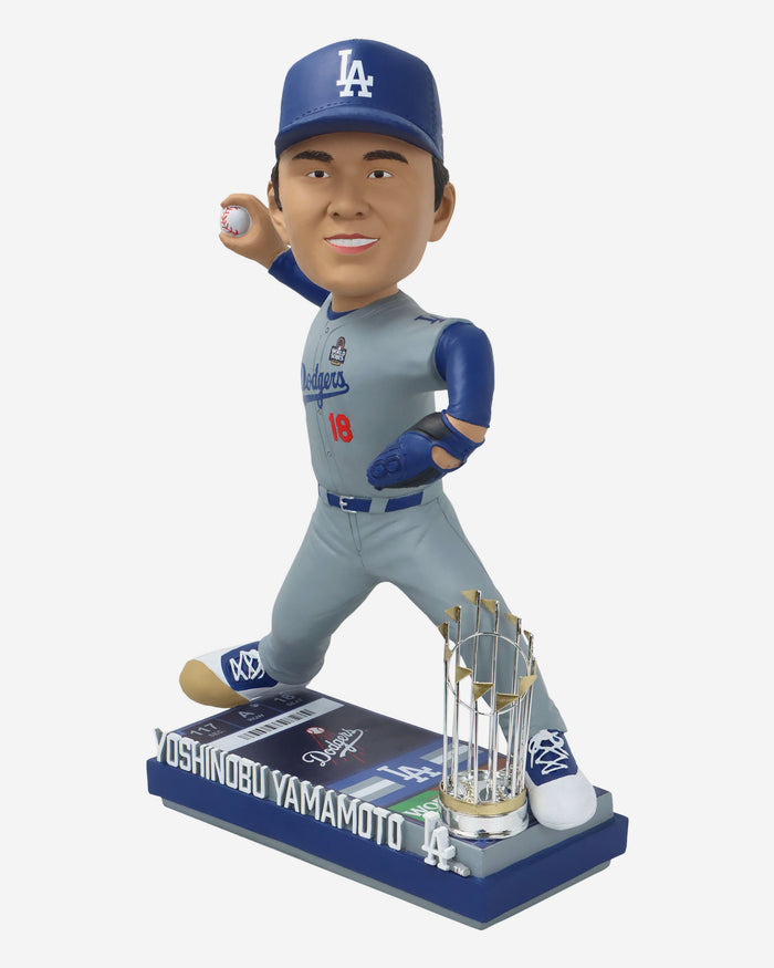 Yoshinobu Yamamoto Los Angeles Dodgers 2024 World Series Champions 18 in Bobblehead FOCO - FOCO.com